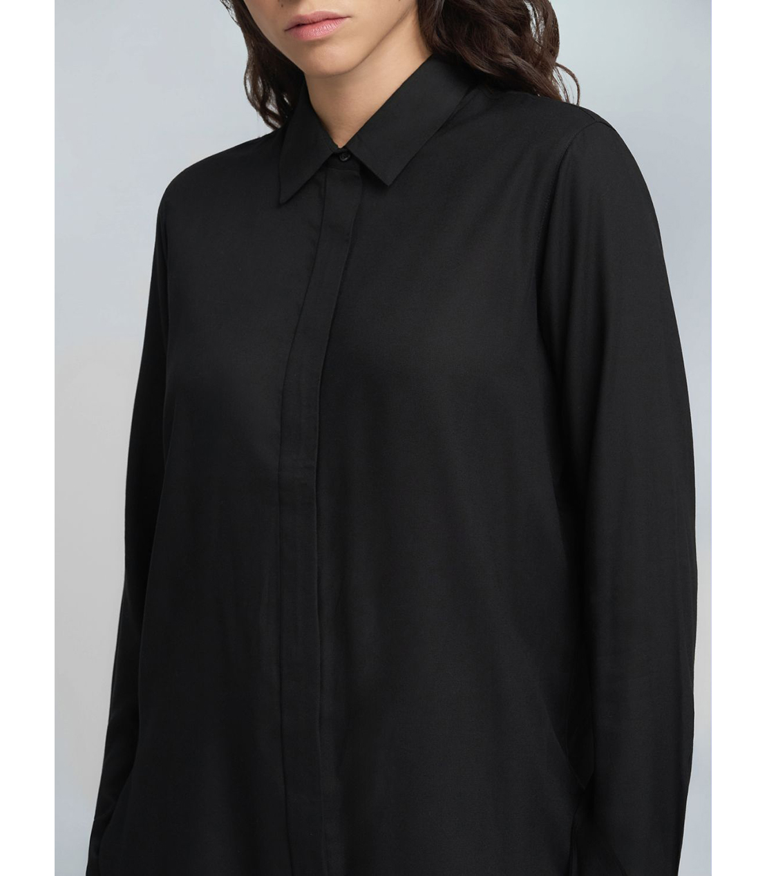 ストレートフィットロングシャツ 詳細画像 ブラック 6